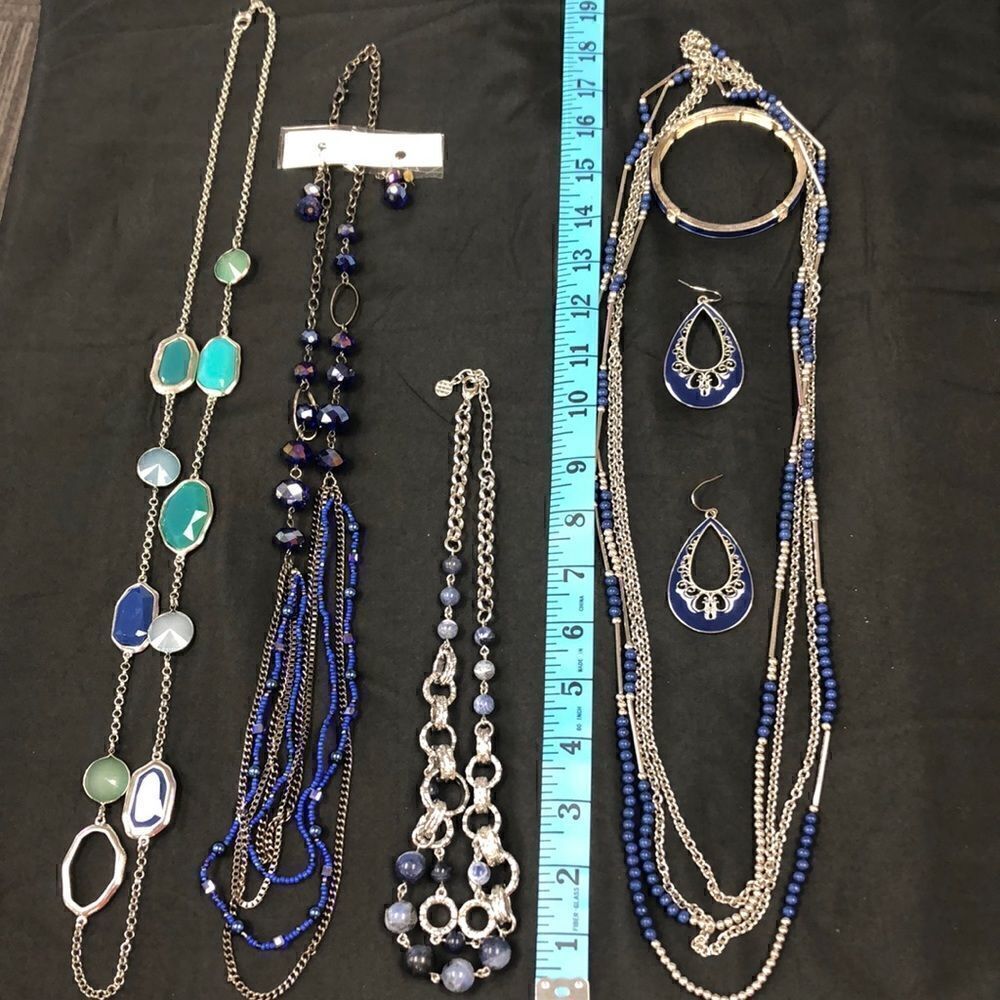 Silver & blue lot of jewelry